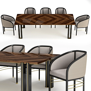 Elegant Frato Mascate Armchair & Kalmar Table 3D model image 1 