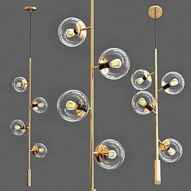 Title: Gleaming Gold Orb Lounge Pendant - Modern Chandelier 3D model image 1 
