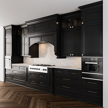 Elegant Dark Kitchen Set 3D model image 1 