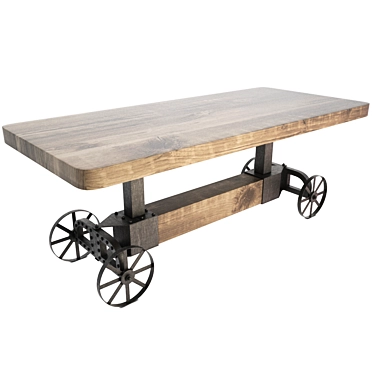 Industrial Vintage Trolley Coffee Table 3D model image 1 