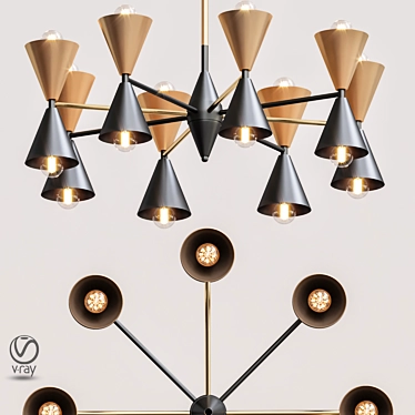 Elegant Cairo Chandelier: Black & Gold 3D model image 1 