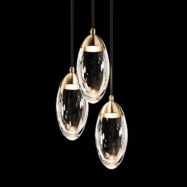 Brass Glass LED Pendant Light 3D model image 1 