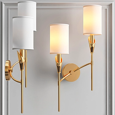 Modern Wall Sconce TATE: Stylish Brass and White Design 3D model image 1 