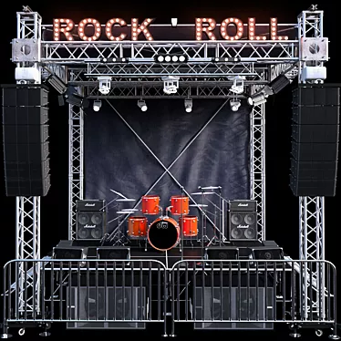 Portable Mini Concert Stage with Lighting and Musical Instrument 3D model image 1 