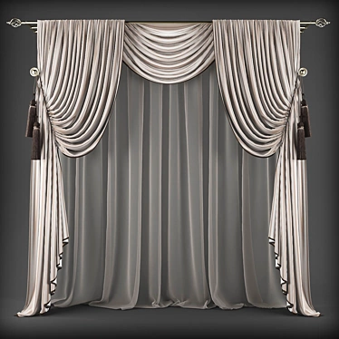 Versatile Polyester Curtains 3D model image 1 