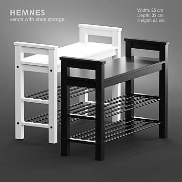 HEMNES Shoe Storage Bench - Stylish and Functional 3D model image 1 
