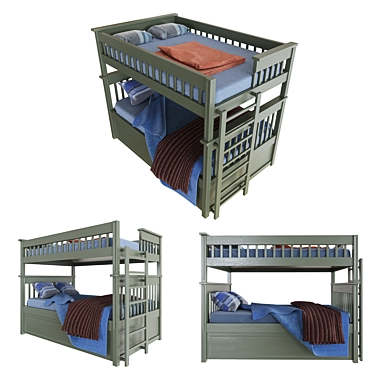 Custom Design Kids Bunk Bed 3D model image 1 