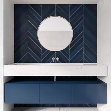 Blue Tile Bathroom Furniture 3D model image 1 