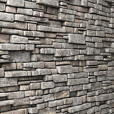Brickstone Wall - High Quality Stone Brick Tiles 3D model image 1 