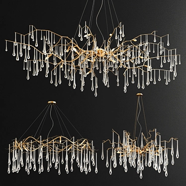 Elegant Serip Teardrop Chandeliers 3D model image 1 