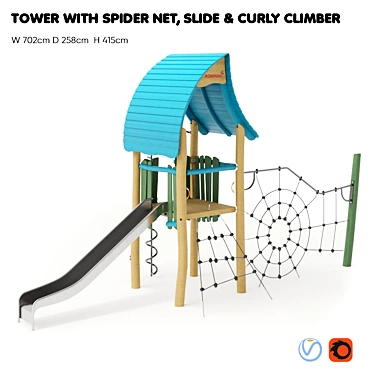 Nature's Spider Tower: Climber, Slide & Net 3D model image 1 