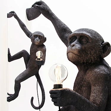 Modern Hanging Monkey Lamp in Black and White 3D model image 1 