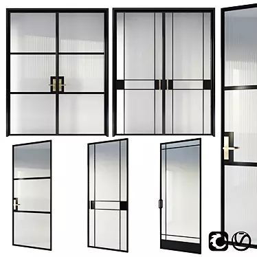 Glamor Glass Doors Collection: Black & Gold 3D model image 1 