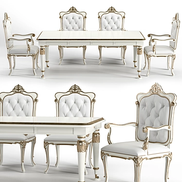 Capitonne Liberty Armchair & Table Set 3D model image 1 