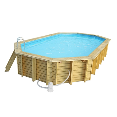 Natural Wood Oasis Swimming Pool 3D model image 1 