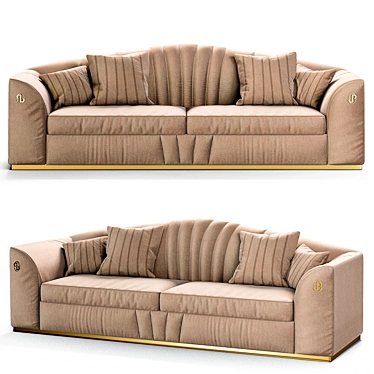 Bronze Brushed Patina Leather Sofa 3D model image 1 