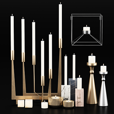 Elegant Set of Candle Holders 3D model image 1 