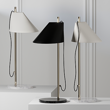 Elegant Aluminum Brass Table Lamp 3D model image 1 
