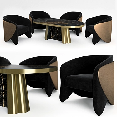 Chic Comfort: Denise Chair & Decodiva Table Set 3D model image 1 