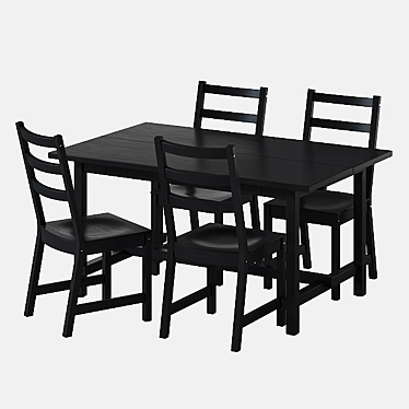 Nordviken Dining Set: Table & Chairs 3D model image 1 