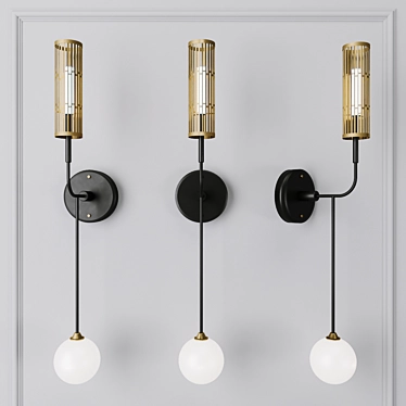 Sway Wall: Elegant Metal and Glass Wall Sconce with Dual Shades 3D model image 1 