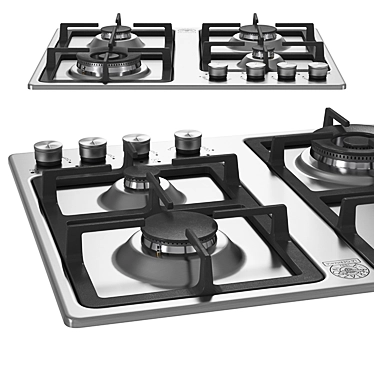 Compact 4-Burner Frontal Control Wok Burner 3D model image 1 
