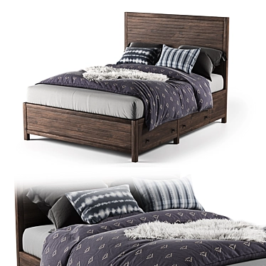 Rowan Queen Panel Bed - Sleek and Stylish Sleeping Solution 3D model image 1 