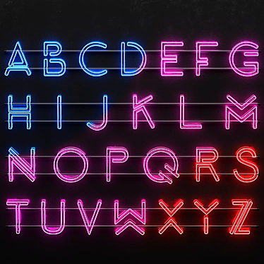 Glowing Neon Typography Kit 3D model image 1 