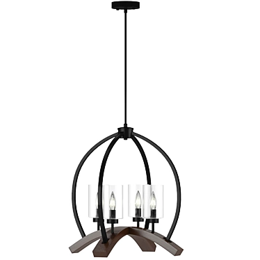 Arden 22-inch Matte Black and Brown Finish Caged Chandelier