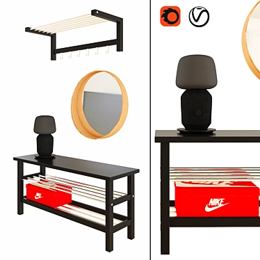 Organize & Sit: IKEA TJUSIG Bench 3D model image 1 