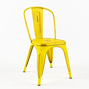 Distressed Yellow Metal Indoor Outdoor Stackable Chair