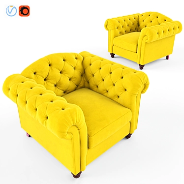 Windsor Velvet Accent Chair 3D model image 1 