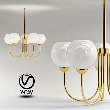 Elegant 5-Light Vintage Gold Chandelier 3D model image 1 