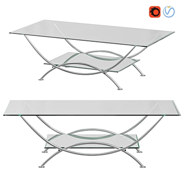 ARCO Coffee Table: Chromed Steel & Glass 3D model image 1 