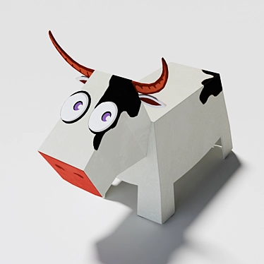 Delightful Low Poly Paper Cow 3D model image 1 