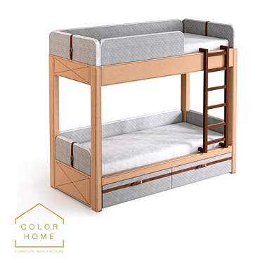 Brothers Bunk Bed: Iriska's Quality Sleep Solution 3D model image 1 