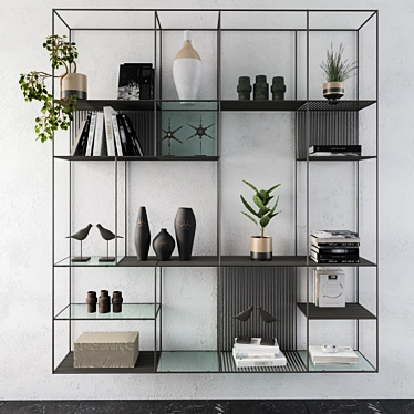 Stylish Metal Shelves – Elevate Your Decor 3D model image 1 