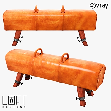 Goat LoftDesigne 30765: Stylish Leather and Wood Seating 3D model image 1 