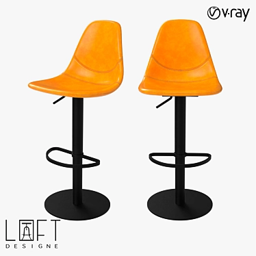 LoftDesigne 30415: Stylish Metal and Eco-Leather Bar Stool 3D model image 1 