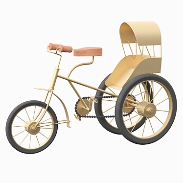 Vintage-inspired Metal & Wood Tricycle 3D model image 1 