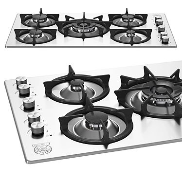 90mm 5-Burner Gas Cooktop with Individual Pan Supports 3D model image 1 
