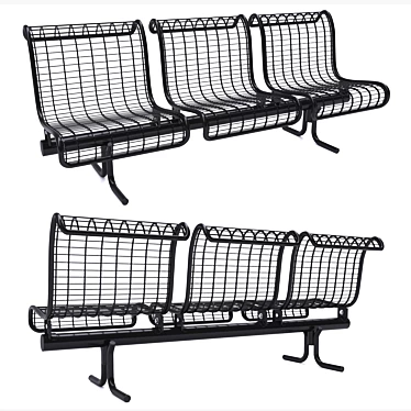 Durable Metal Bench for Stations 3D model image 1 