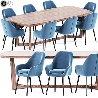 Elegant Memphis Dining Chair Set 3D model image 1 