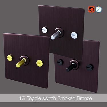 Title: Sleek 1G Smoked Bronze Toggle Switch 3D model image 1 