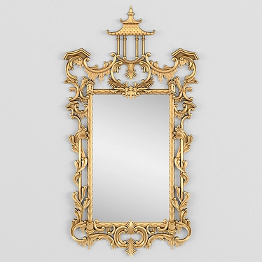 Handcrafted Silver or Gold Pavilion Mirror 3D model image 1 