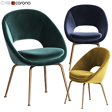 Orb Velvet Dining Chair: Elegant and Stylish 3D model image 1 