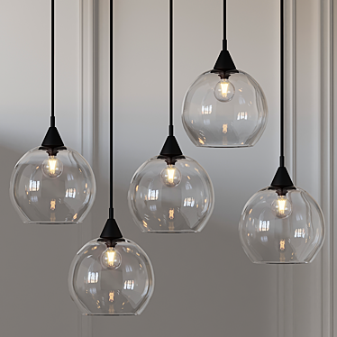 Sleek Black Pendant Light: Firefly 5 Bulb 3D model image 1 