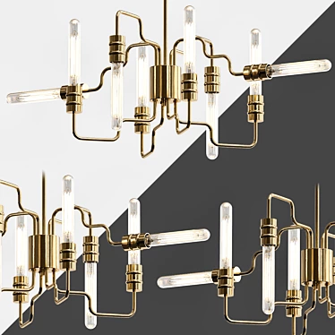 Transit 8-Light Gold Chandelier 3D model image 1 