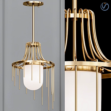 Elegant Aged Brass Pendant 3D model image 1 