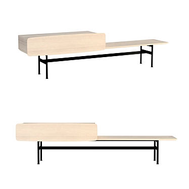 Modern Storage Bench: 158x46x55cm 3D model image 1 